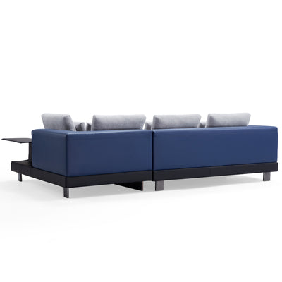 Connery Minimalist White Sectional-Blue