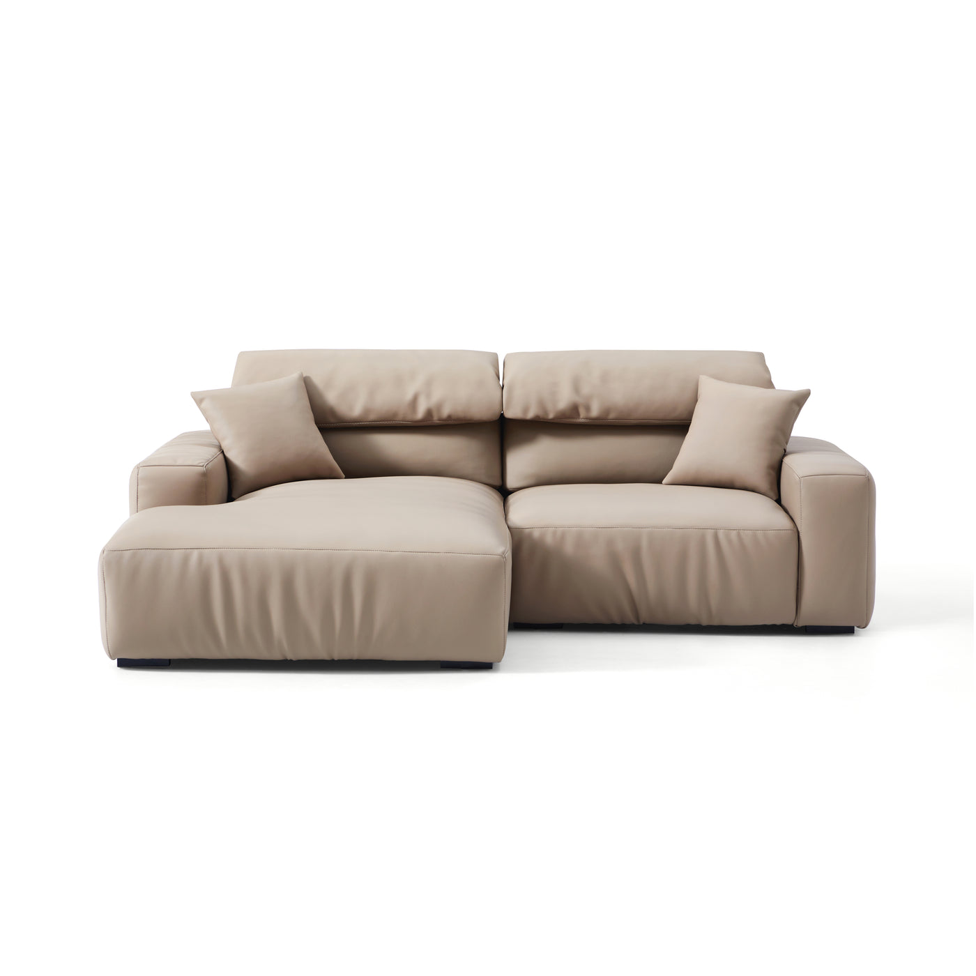 Chestnut Khaki Leather Sectional-Khaki-90.6"-Facing Left