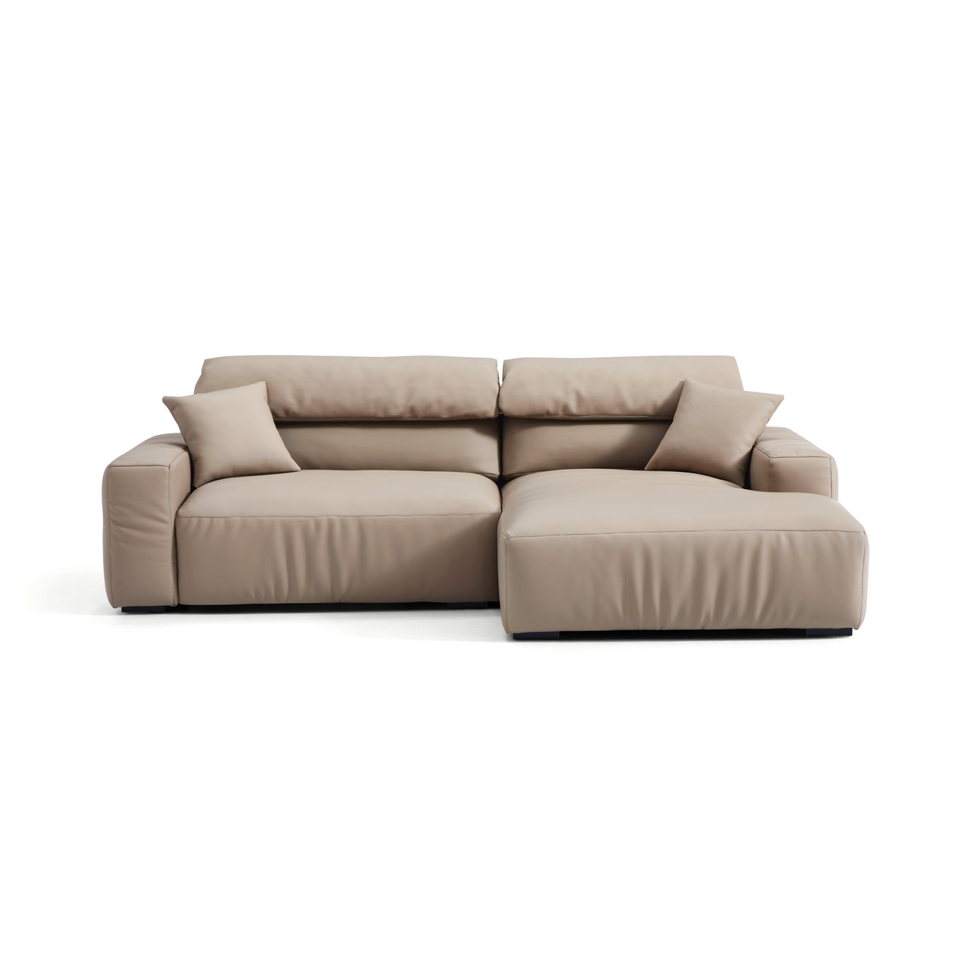 Chestnut Khaki Leather Sectional-Khaki-99.6"-Facing Right