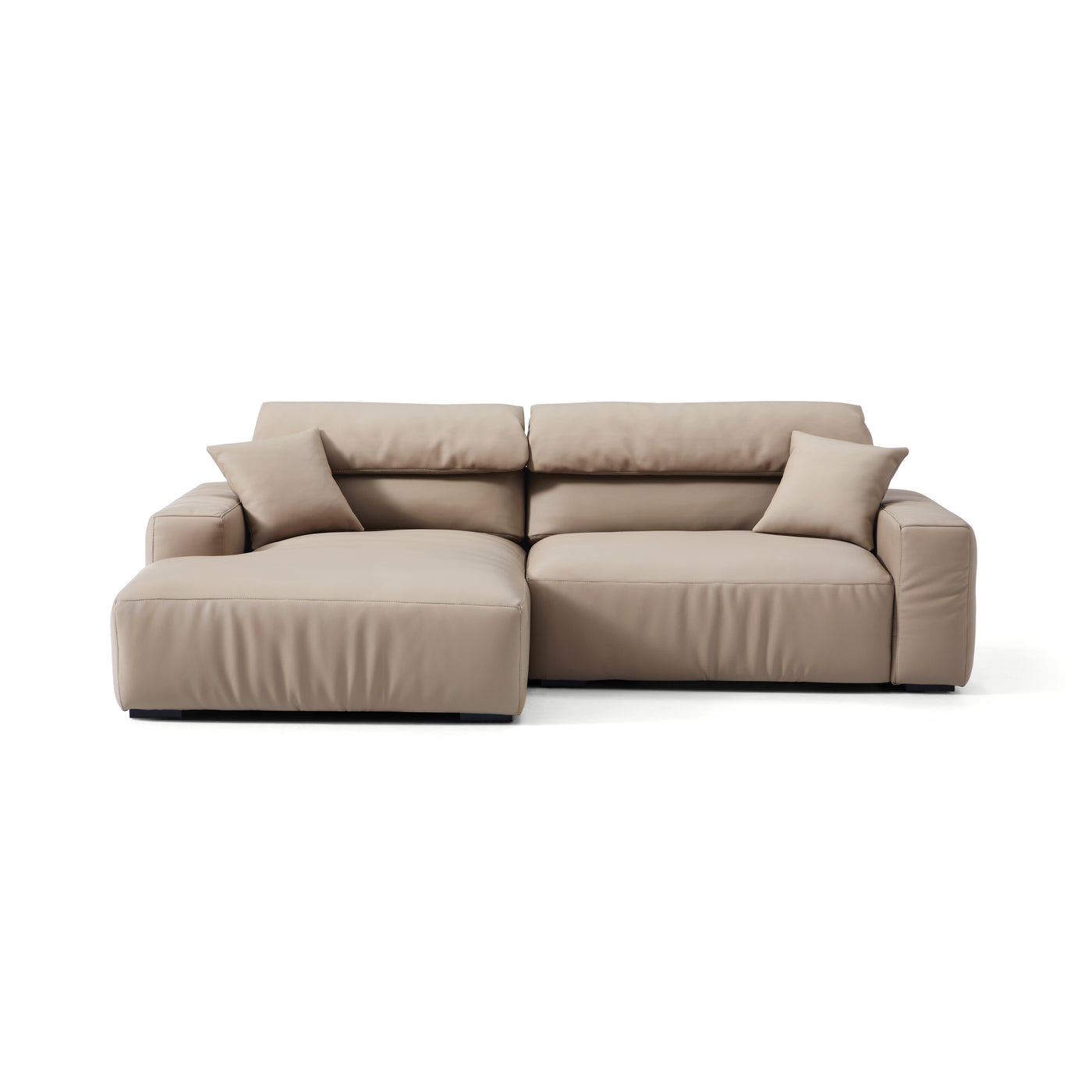 Chestnut Khaki Leather Sectional-Khaki-99.6"-Facing Left