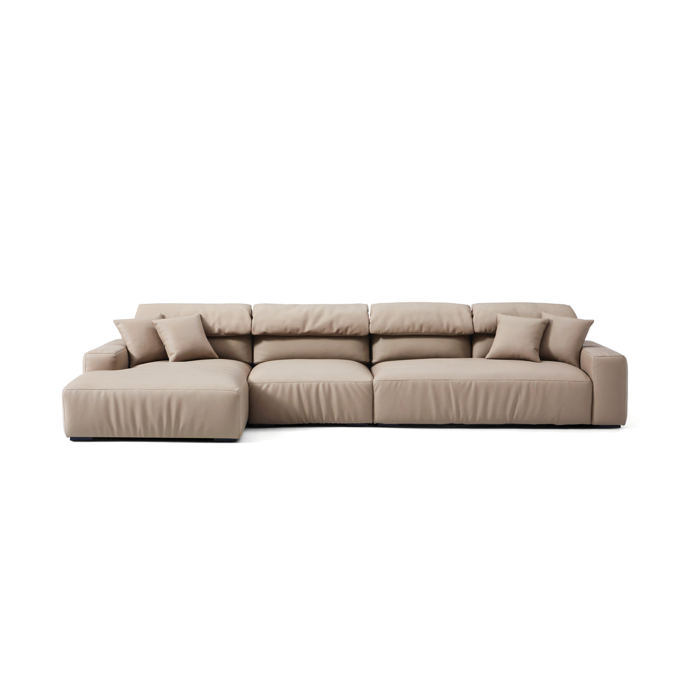 Chestnut Khaki Leather Sectional-hidden