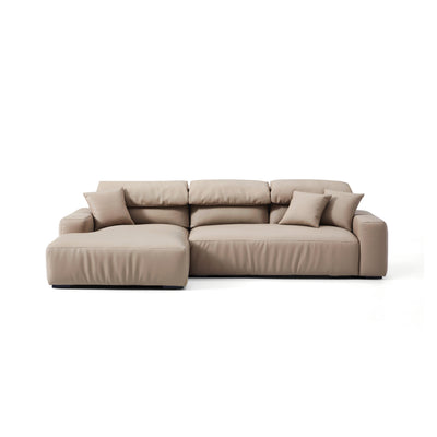 Chestnut Khaki Leather Sectional-Khaki-116.2"-Facing Left