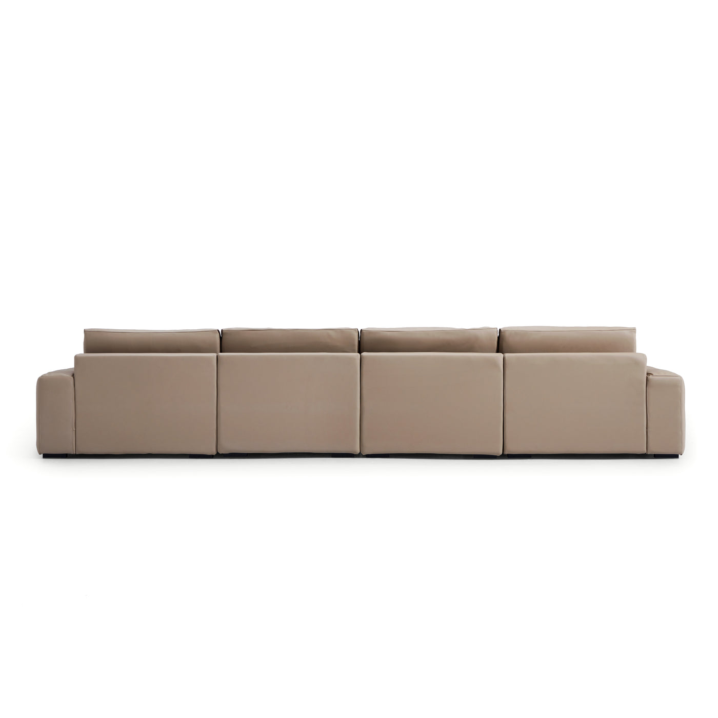 Chestnut Khaki Leather Double Chaise Sectional-Khaki-163.0"