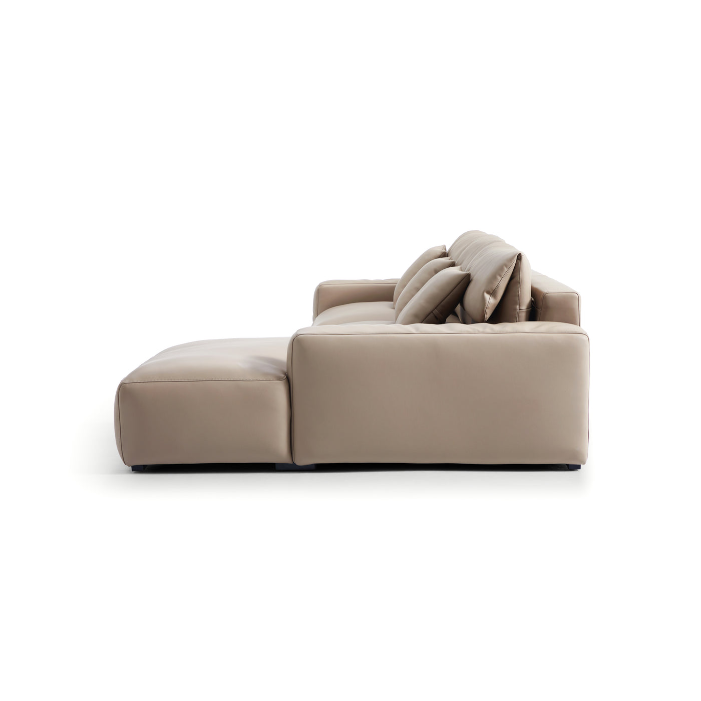 Chestnut Khaki Leather Sectional-Khaki