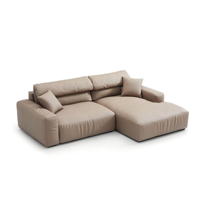 Chestnut Khaki Leather Sectional-Khaki-99.6"-Facing Right