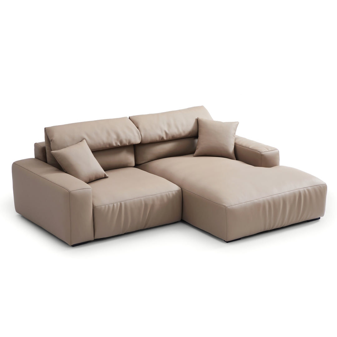 Chestnut Khaki Leather Sectional Sofa – SOKA HOME
