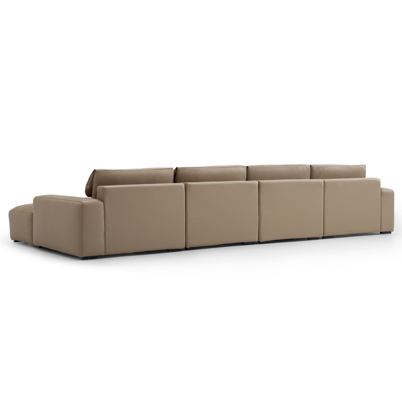 Chestnut Khaki Leather Double Chaise Sectional-Khaki-163.0″