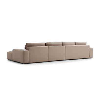 Chestnut Khaki Leather Sectional-Khaki-152.4"