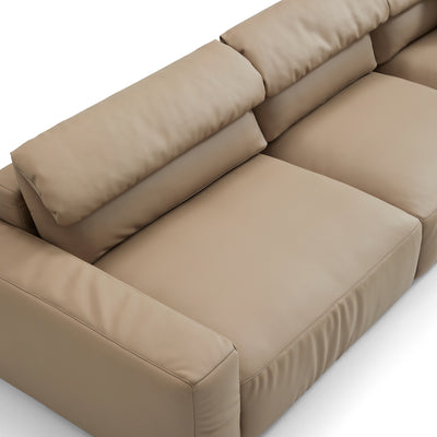 Chestnut Khaki Leather Sofa and Ottoman-Khaki