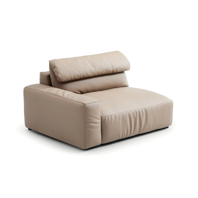 Chestnut Khaki Leather Double Chaise Sectional-Khaki