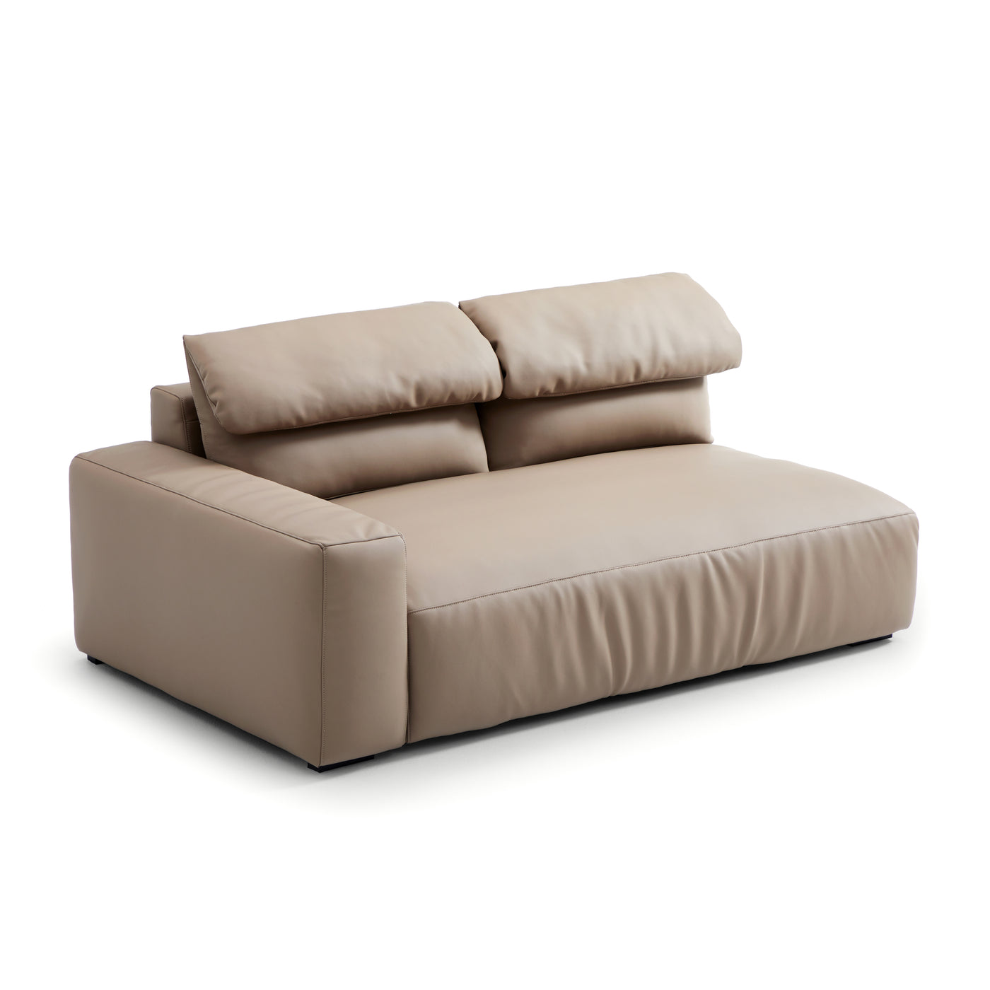 Chestnut Khaki Leather Sectional-Khaki