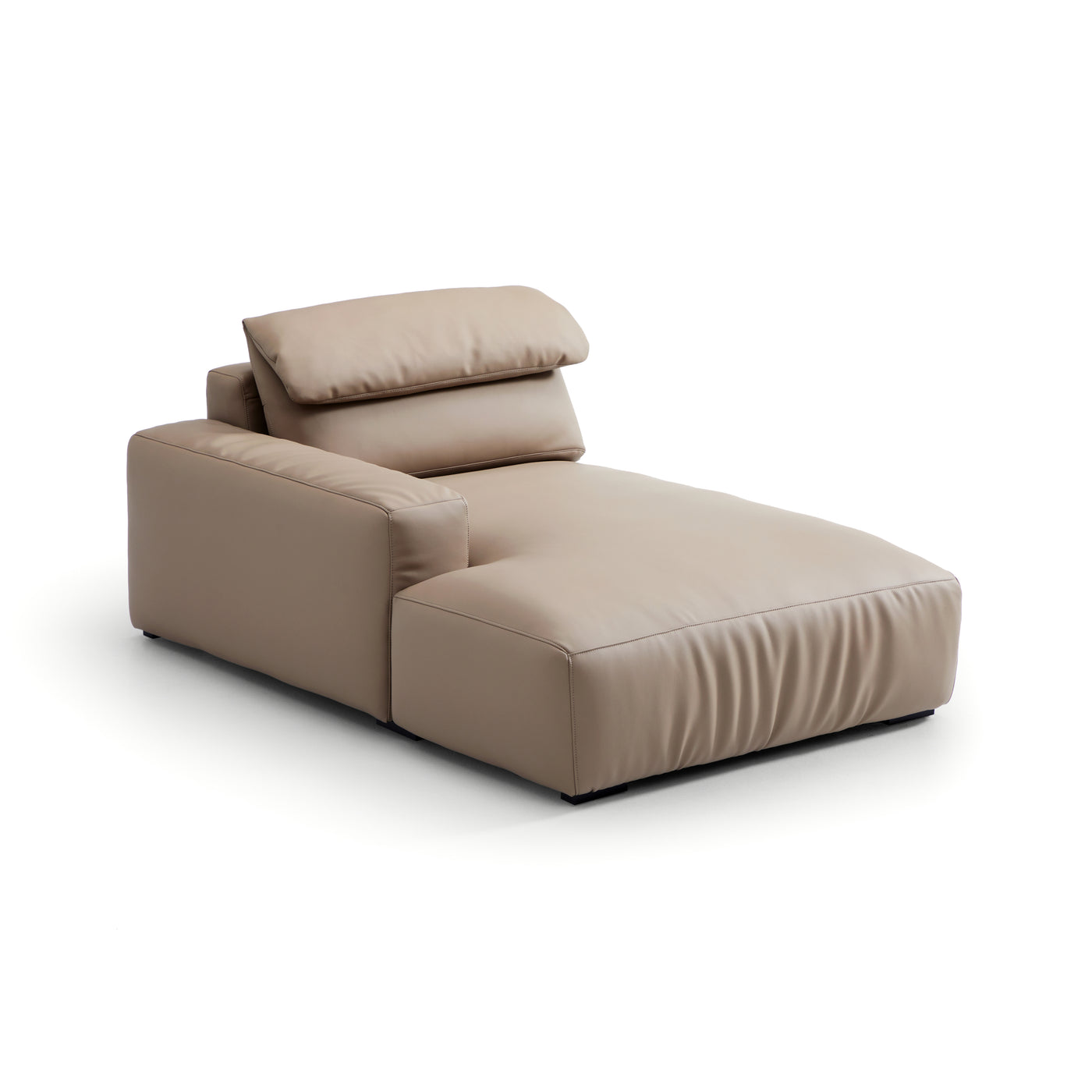 Chestnut Khaki Leather Double Chaise Sectional-Khaki