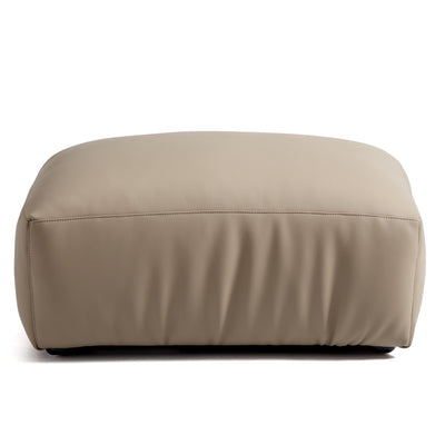 Chestnut Khaki Leather Sofa and Ottoman-Khaki