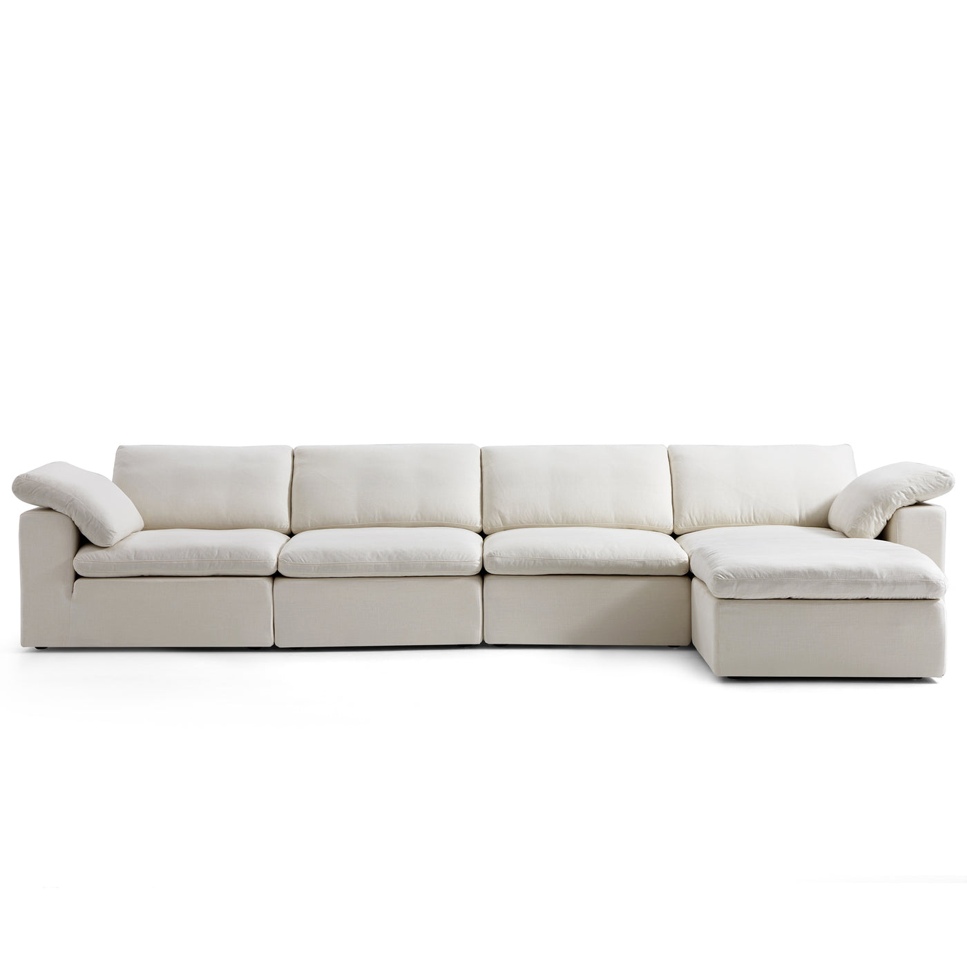 Tender Wabi Sabi White Sofa and Regular Ottoman-Beige-165.4"