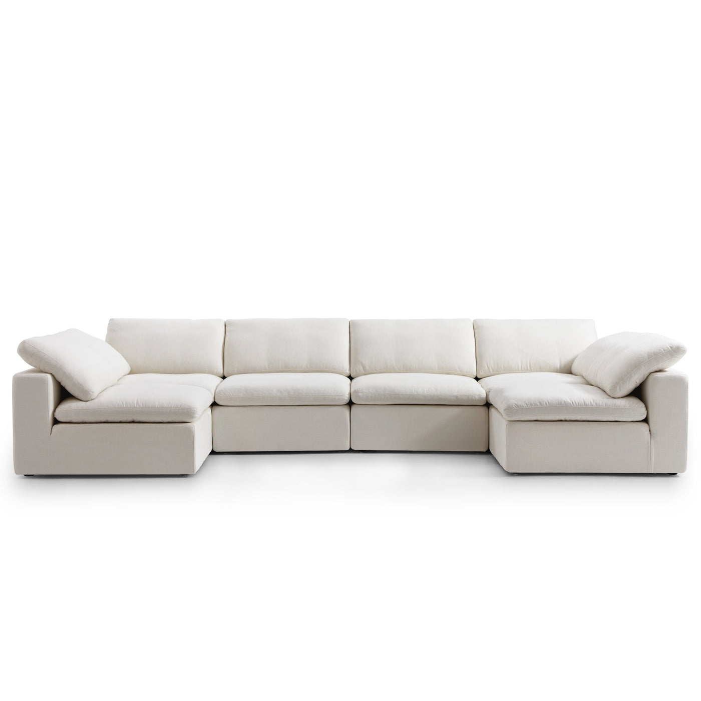 Tender Wabi Sabi U Shaped Beige Sectional with Open Ends-hidden