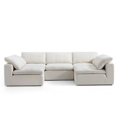 Tender Wabi Sabi U Shaped Sectional with Open End-Beige