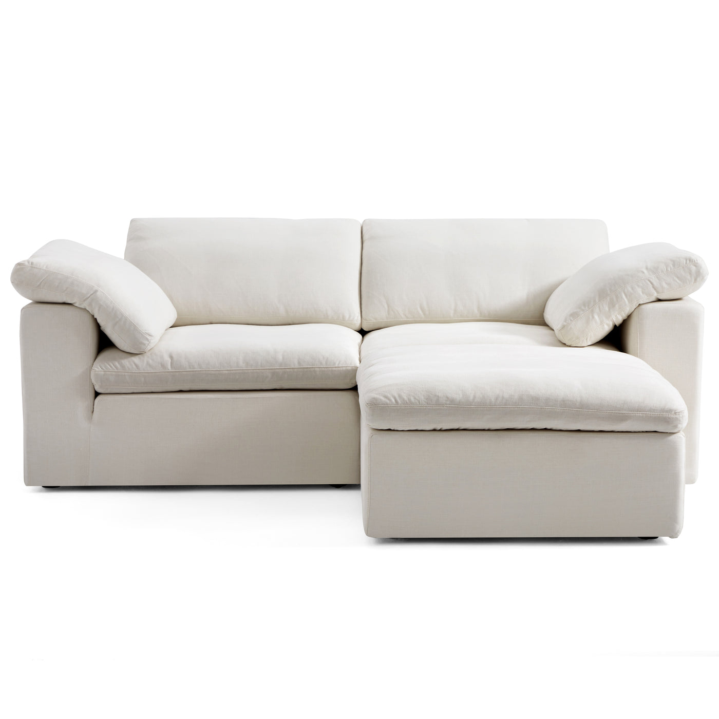 Tender Wabi Sabi White Sofa and Regular Ottoman-Beige