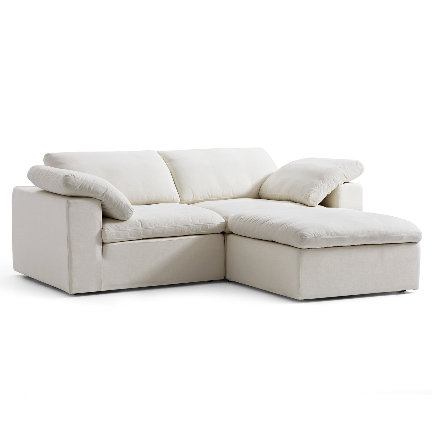 Tender Wabi Sabi White Sofa and Regular Ottoman-Beige