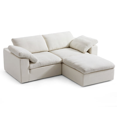 Tender Wabi Sabi White Sofa and Regular Ottoman-Beige-90.6"