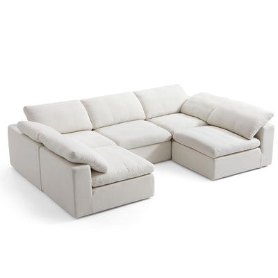 Tender Wabi Sabi U Shaped Sectional with Open End-Beige