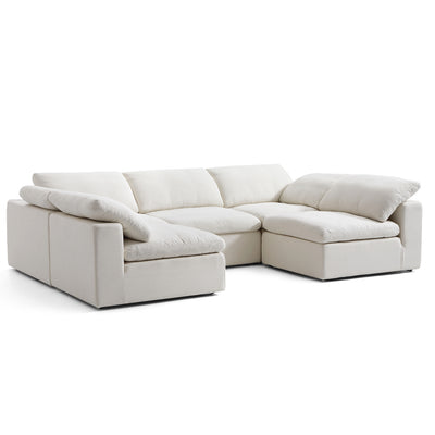 Tender Wabi Sabi U Shaped Sectional with Open End-Beige-128.0"