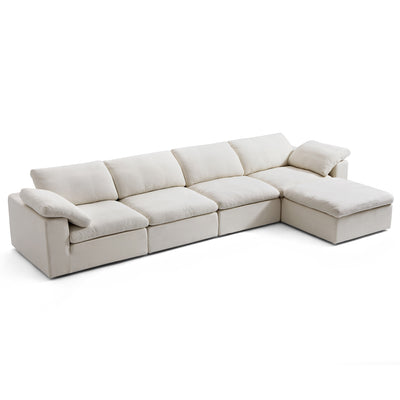 Tender Wabi Sabi White Sofa and Regular Ottoman-Beige