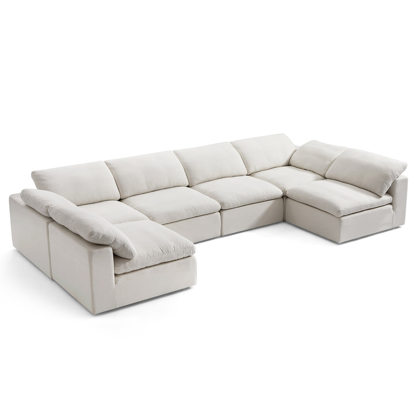 Tender Wabi Sabi U Shaped Sectional with Open End-Beige