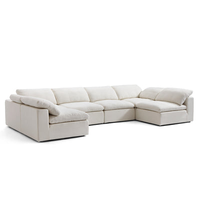 Tender Wabi Sabi U Shaped Sectional with Open End-Beige-165.4"