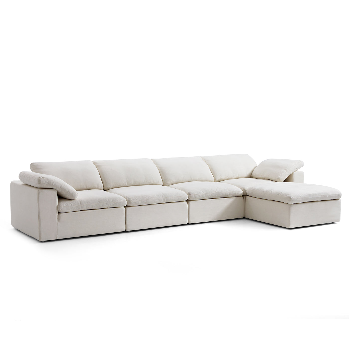 Tender Wabi Sabi White Sofa and Regular Ottoman-Beige-165.4"