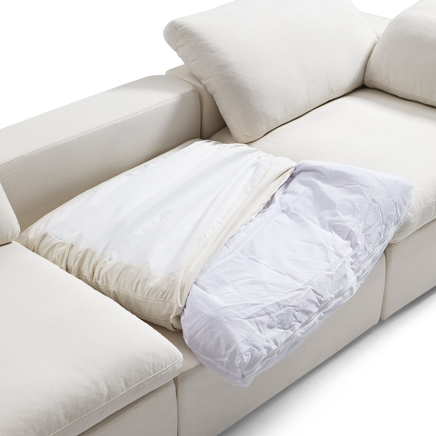 Tender Wabi Sabi White Sofa and Regular Ottoman-Beige