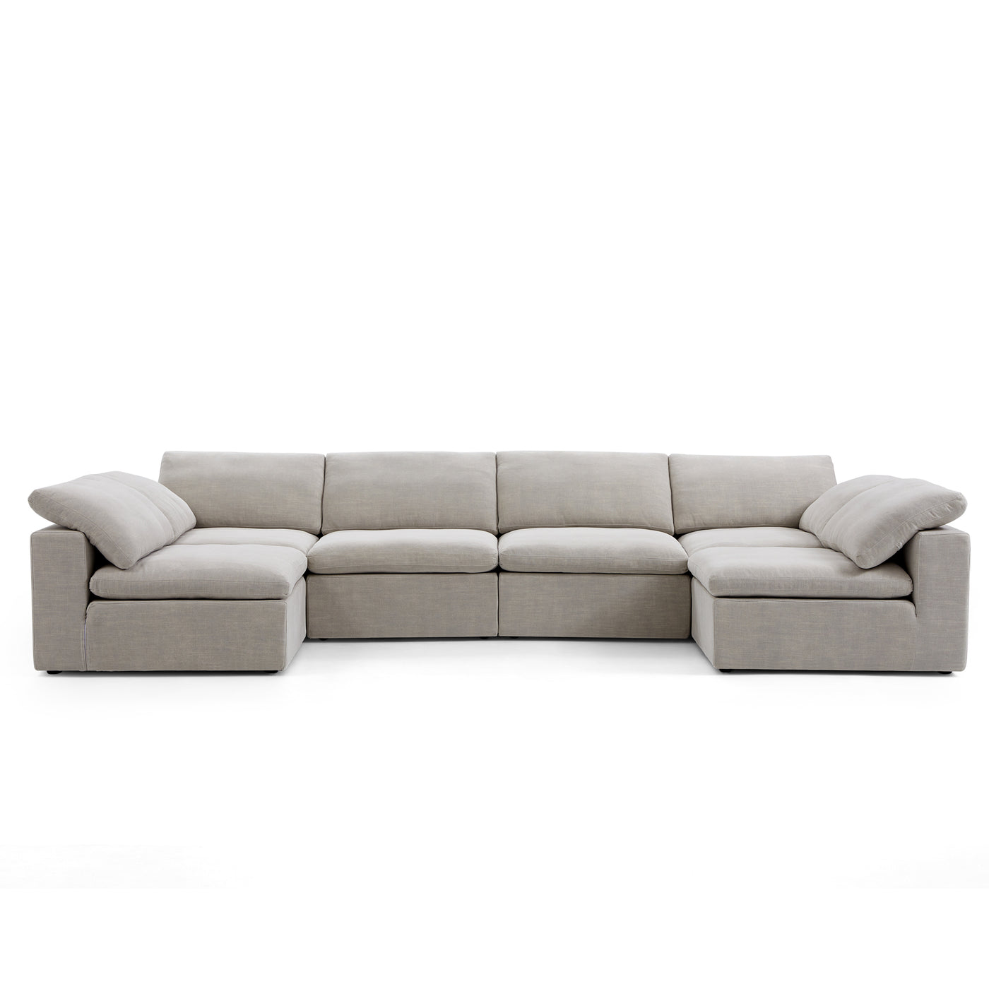 Tender Wabi Sabi U Shaped Sectional with Open Ends-Sand-165.4"