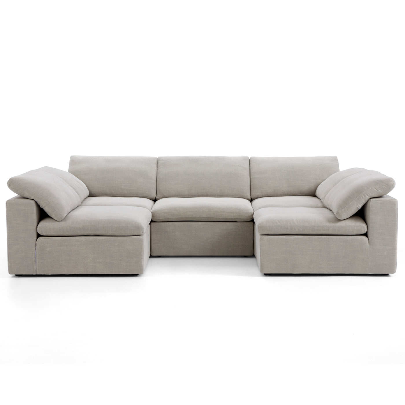 Tender Wabi Sabi U Shaped Sectional with Open Ends-Sand-128.0"