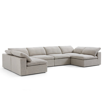 Tender Wabi Sabi U Shaped Sectional with Open Ends-Sand