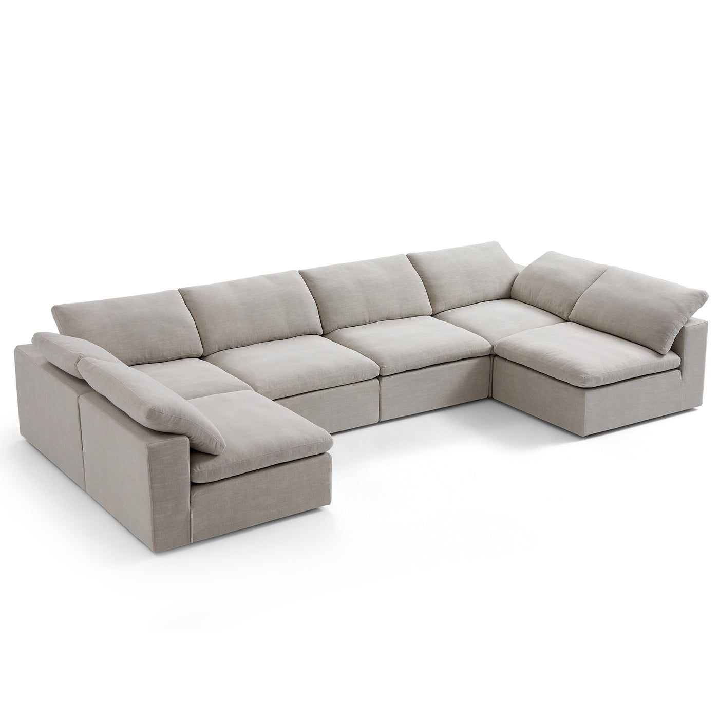 Tender Wabi Sabi U Shaped Sectional with Open Ends-Sand