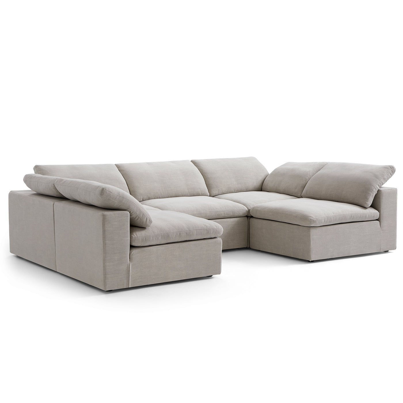 Tender Wabi Sabi U Shaped Sectional with Open Ends-Sand