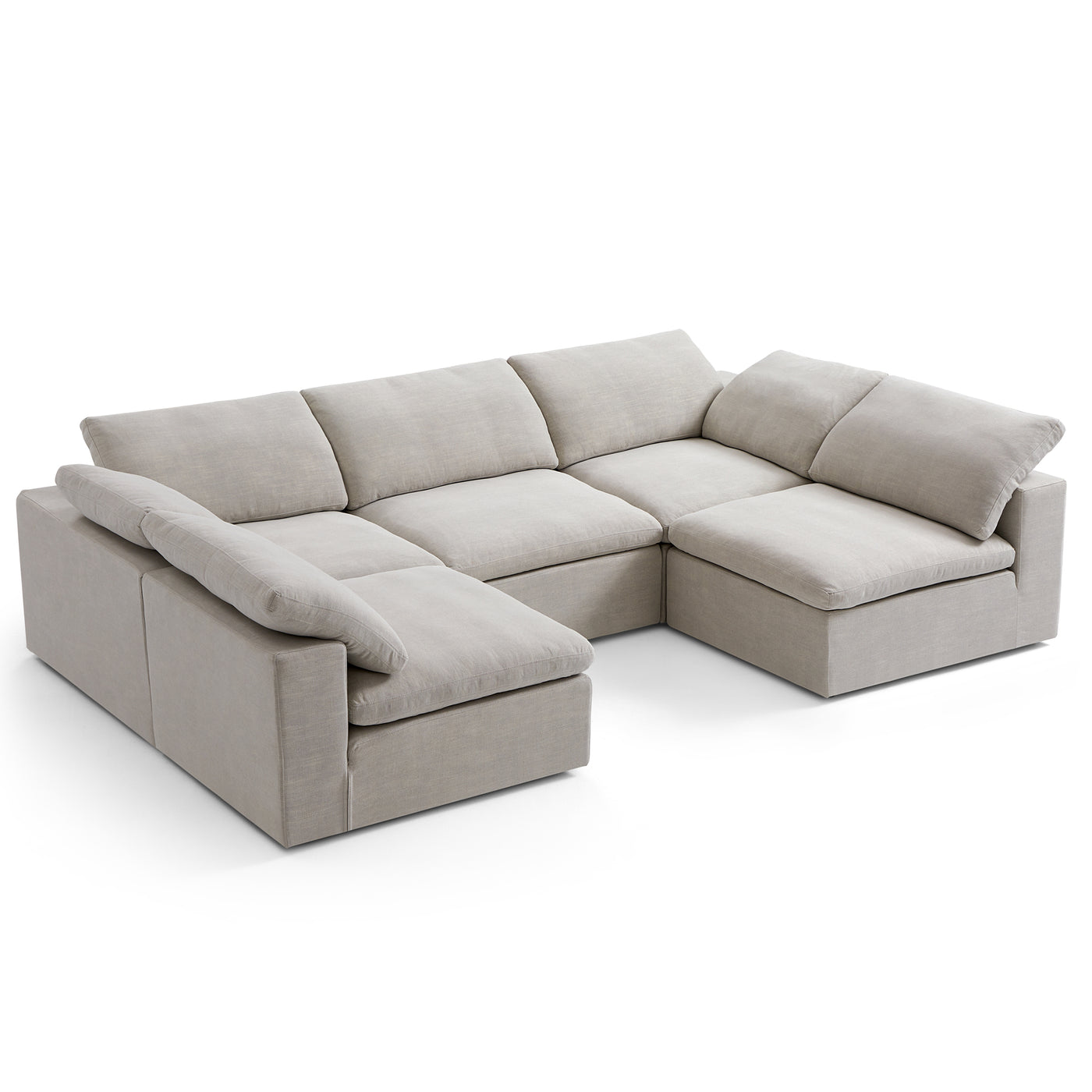 Tender Wabi Sabi U Shaped Sectional with Open Ends-Sand-128.0"