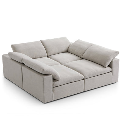Tender Wabi Sabi Sand U Shaped Sectional with Open Ends-Sand-90.6"