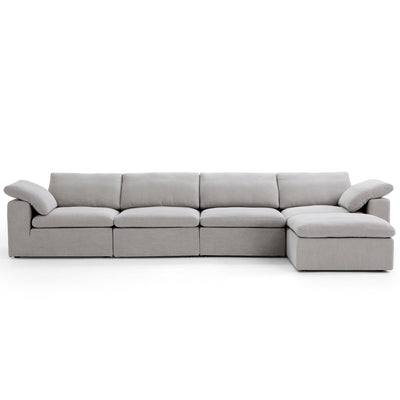 Tender Wabi Sabi White Sofa and Regular Ottoman-Gray-165.4"