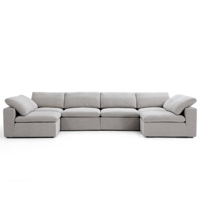 Tender Wabi Sabi U Shaped Sectional with Open Ends-Gray-165.4"