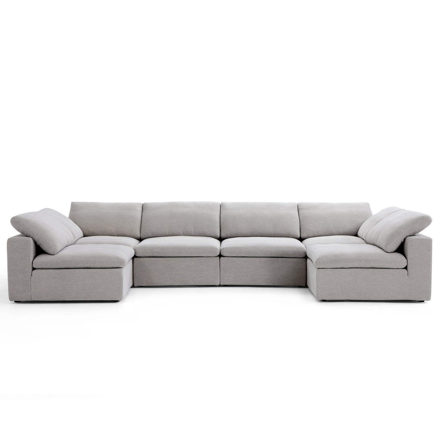 Tender Wabi Sabi Gray U Shaped Sectional with Open Ends-hidden