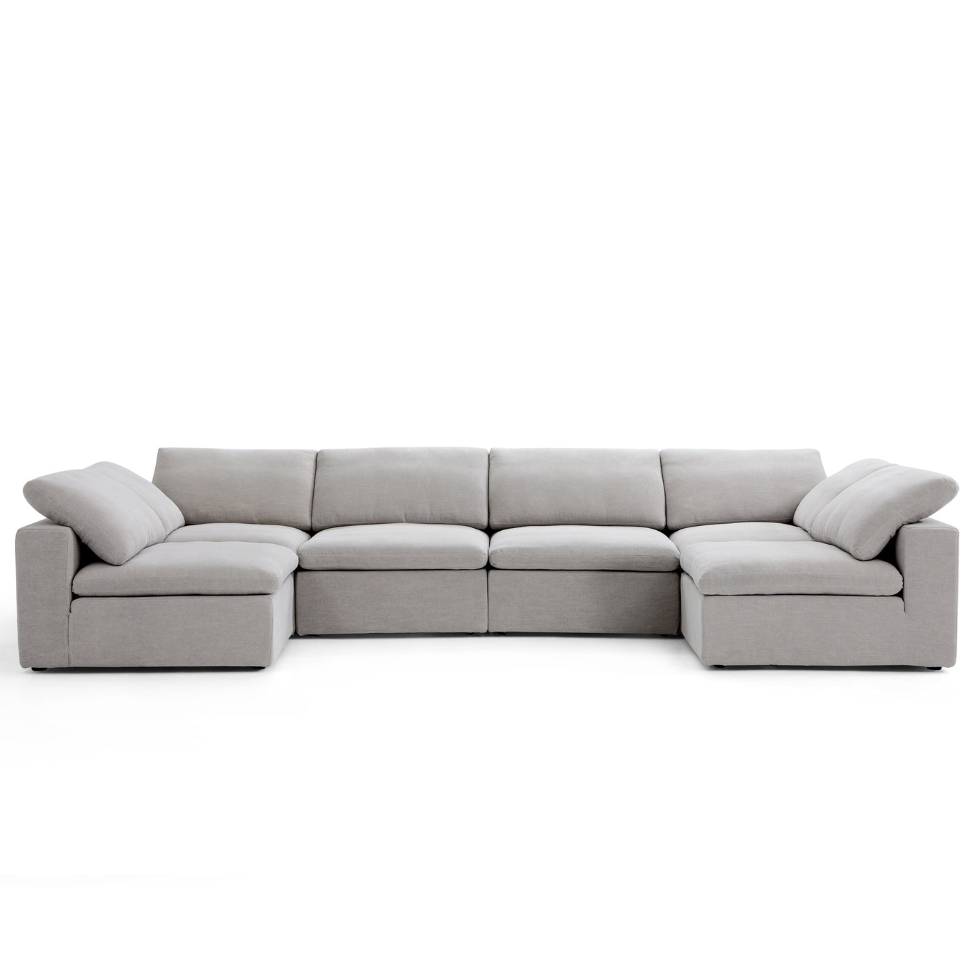 Tender Wabi Sabi Sand U Shaped Sectional with Open Ends-Gray-165.4"