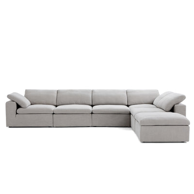 Tender Wabi Sabi Gray L Shaped Sectional and Ottoman-hidden