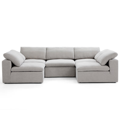 Tender Wabi Sabi Sand U Shaped Sectional with Open Ends-Gray-128.0"