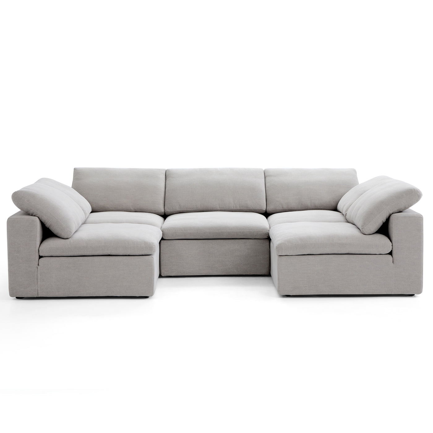 Tender Wabi Sabi U Shaped Sectional with Open Ends-Gray-128.0"