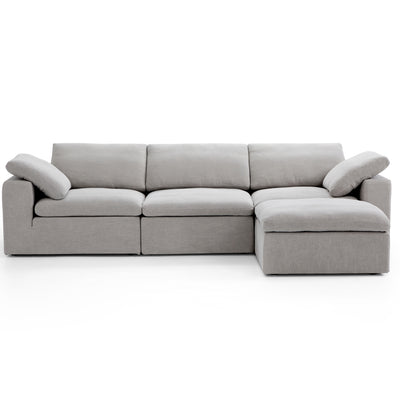 Tender Wabi Sabi Beige Sofa and Ottoman-Light Gray-128.0"