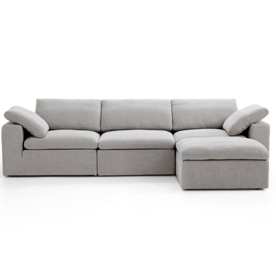 Tender Wabi Sabi White Sofa and Regular Ottoman-Gray-128.0"