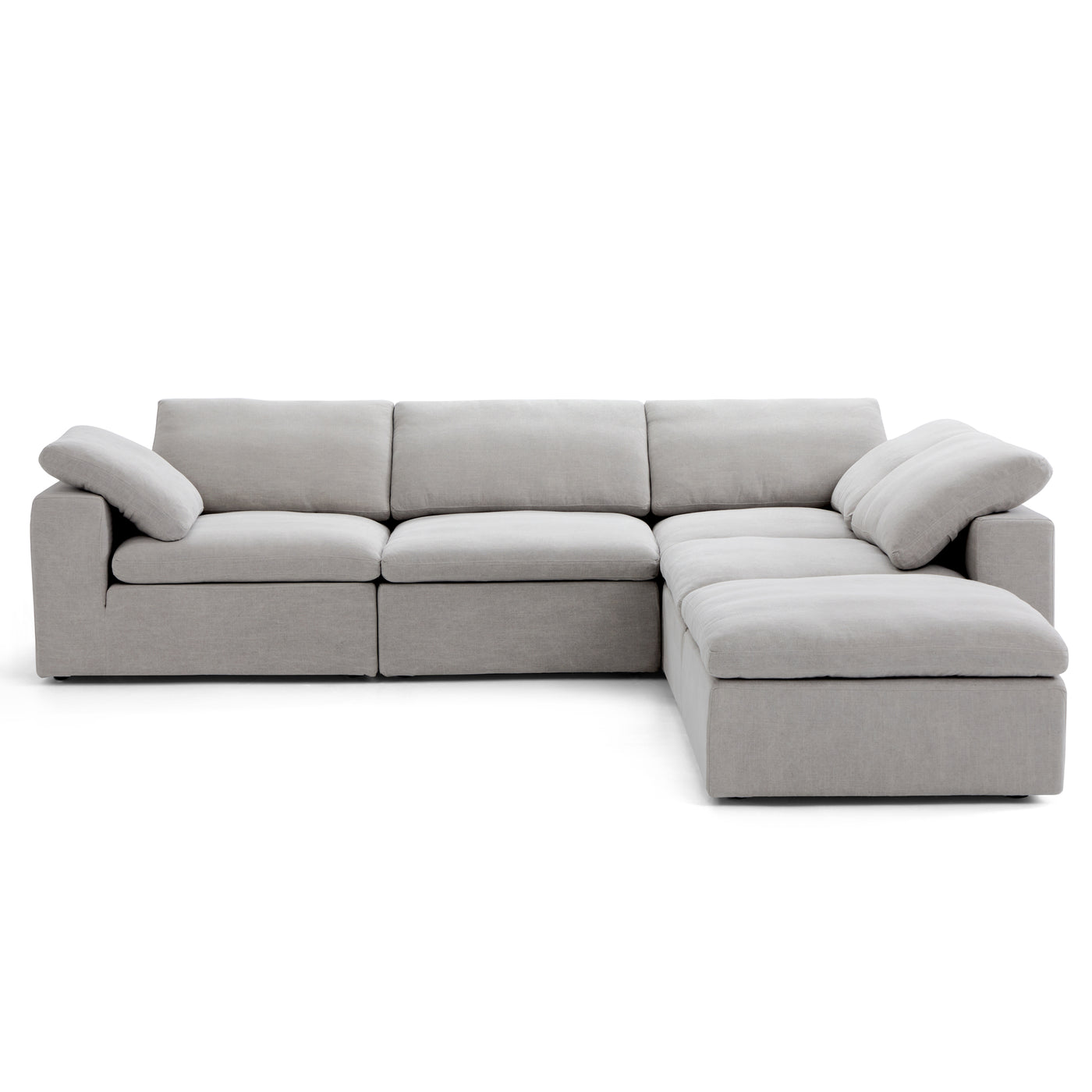 Tender Wabi Sabi Gray L Shaped Sectional and Ottoman-hidden