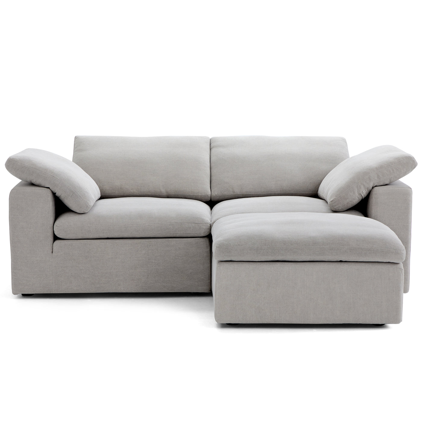 Tender Wabi Sabi White Sofa and Regular Ottoman-Gray-90.6"