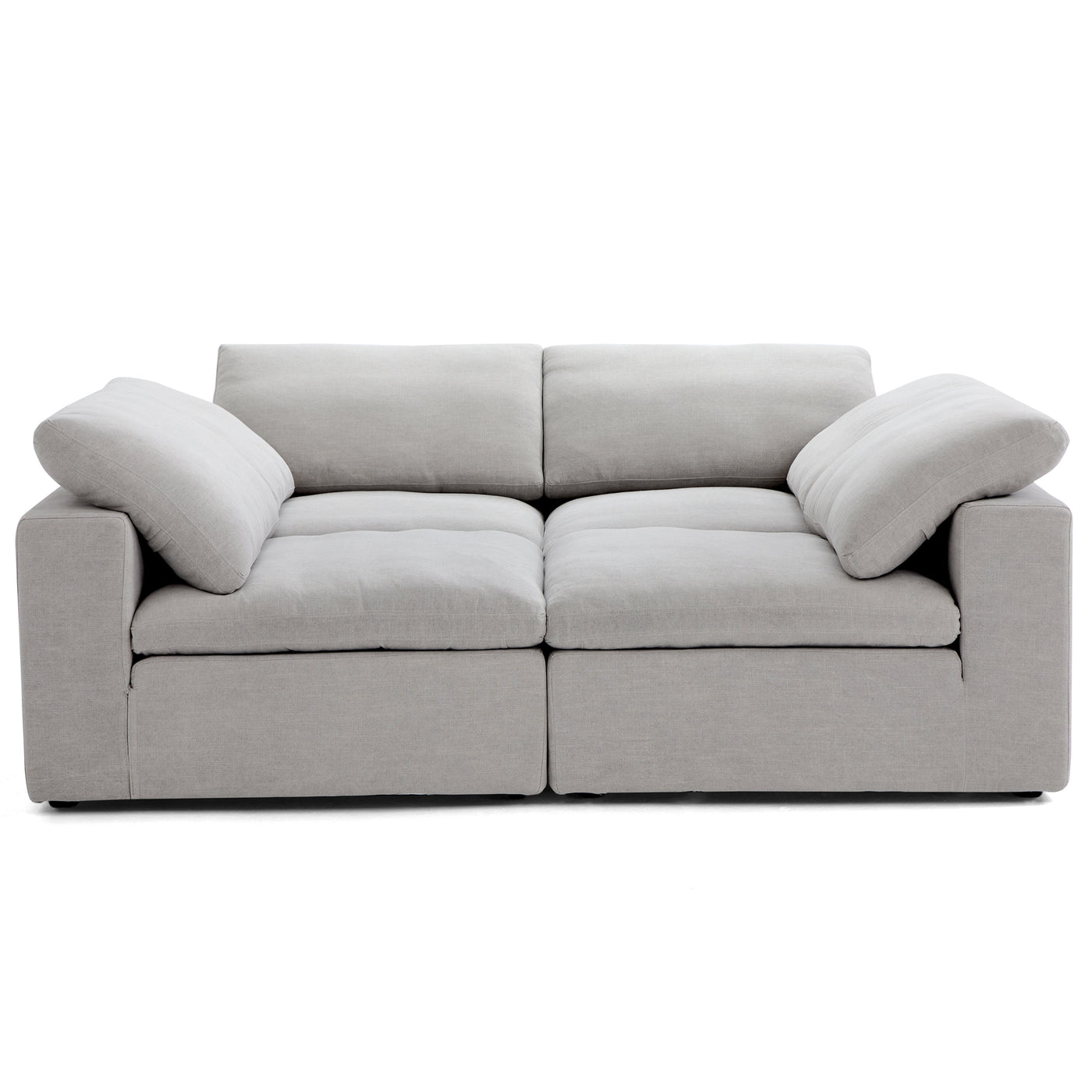 Tender Wabi Sabi Light Gray U Shaped Sectional with Open Ends-Gray-90.6"