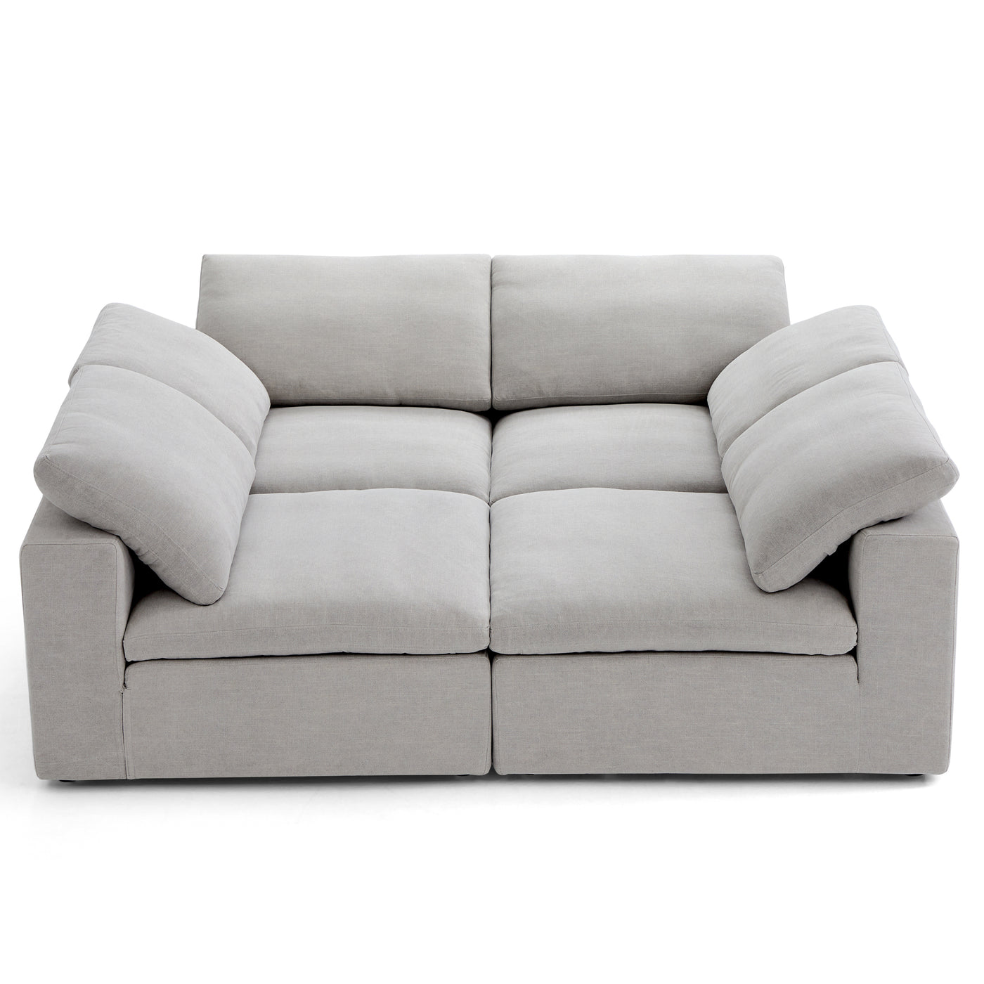 Tender Wabi Sabi U Shaped Sectional with Open Ends-Gray-90.6"